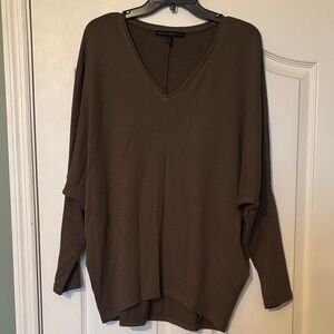White House Black Market Olive V-Neck Sweater